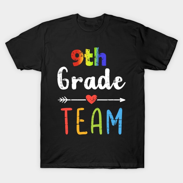 9th Grade Team Back To School Student Teacher Squad T-Shirt by Red and Black Floral